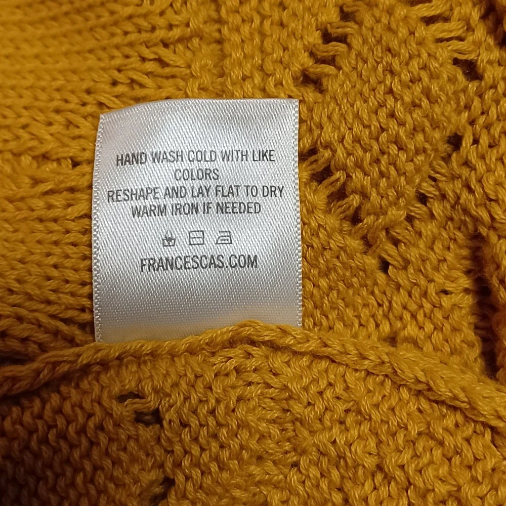 Alya Sweater Womens Medium Yellow Pointelle Open Knit Keyhole Back Pullover